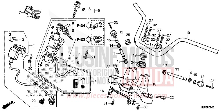 HANDLE PIPE/TOP BRIDGE for CTX700 ABS DARKNESS BLACK METALLIC (NH463) from 2014